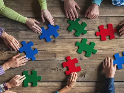 Group meeting at a table